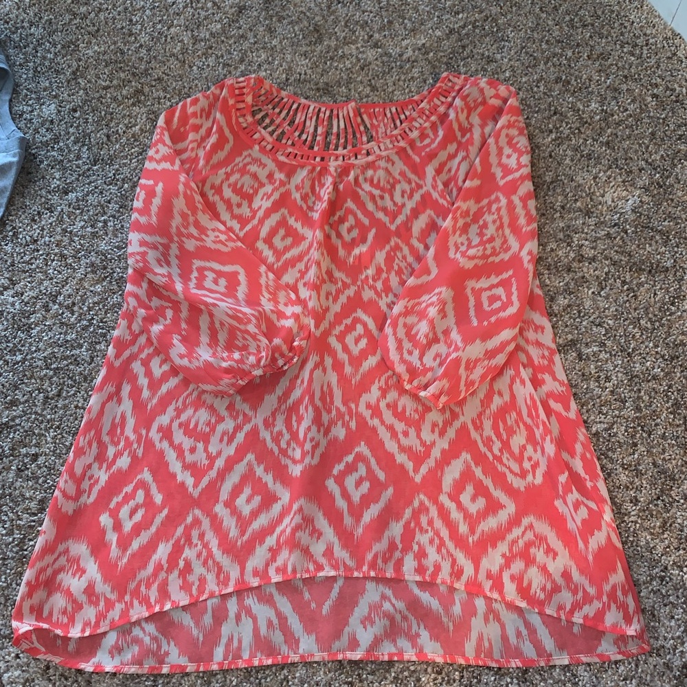 Peach 3/4 Sleeve Flowy Shirt